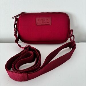 DAGNE DOVER X Sephora crossbody purse red neoprene top zip inside slots NEW
